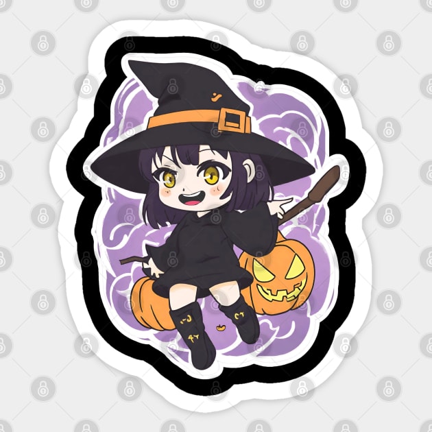 Witchcraft anime characters Chibi style of the Halloween season Sticker by Whisky1111